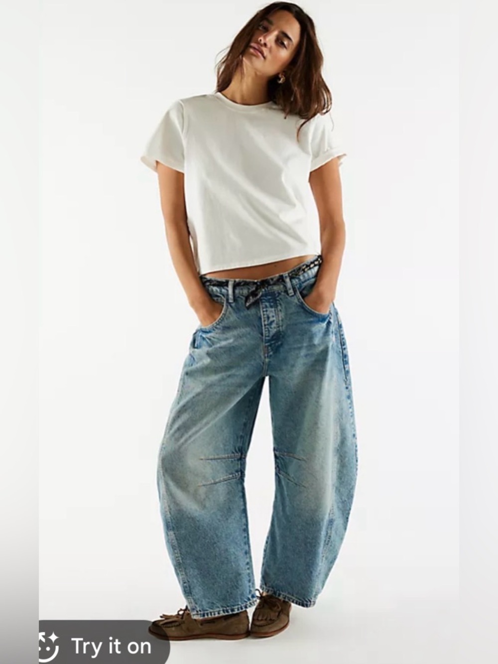 Free People Good Luck Barrel Jeans Sz 31 - Picture 2 of 4